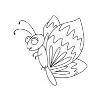 Simple cute butterfly in a linear style. Vector illustration isolated on white background