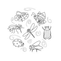 Insects with wings se Vector linear elements collection