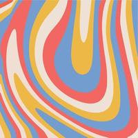 Retro psychedelic fluid background. 1960s Hippie Wallpaper striped Design. Trippy Glitchy Background for 60s-70s Parties with Rainbow Colors and Groovy Geometric. Vector hand drawn illustration.