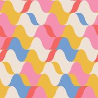 50s - 60s Mid Century Seamless Pattern. Wavy geometric groovy background. Flat vector illustration.