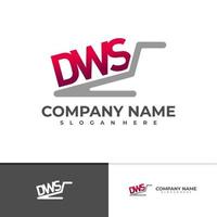 plantilla de vector de logotipo de tienda dws, conceptos iniciales de diseño de logotipo de dws