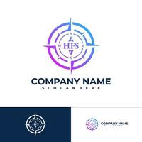 Letter H F S with Compass logo vector template, Creative Compass logo design concepts