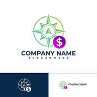 Money with Compass logo vector template, Creative Compass logo design concepts