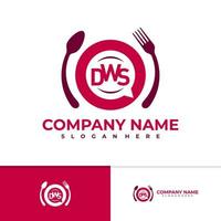 Food D W S logo vector template, Initial D W S logo design concepts