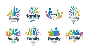 A set of painted abstract family logos on a white background vector