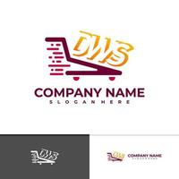 Shop D W S logo vector template, Initial D W S logo design concepts