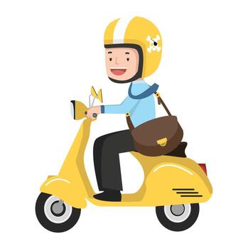 Businessman going to work by scooter motorcycle vector