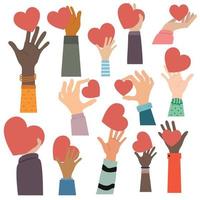 Concept of charity hands set vector