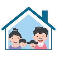 family stay at home in self quarantine concept vector