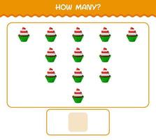 How many cartoon cupcake. Counting game. Educational game for pre shool years kids and toddlers vector