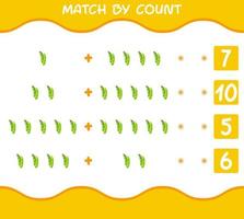 Match by count of cartoon edamame. Match and count game. Educational game for pre shool years kids and toddlers vector