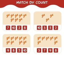 Match by count of cartoon turmeric. Match and count game. Educational game for pre shool years kids and toddlers vector