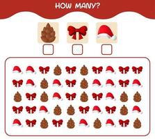 How many cartoon christmas. Counting game. Educational game for pre shool years kids and toddlers vector