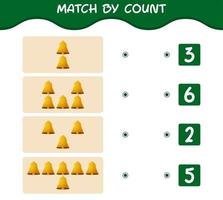 Match by count of cartoon bell. Match and count game. Educational game for pre shool years kids and toddlers vector