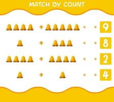 Match by count of cartoon bell. Match and count game. Educational game for pre shool years kids and toddlers vector