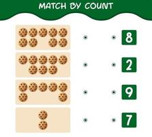 Match by count of cartoon cookie. Match and count game. Educational game for pre shool years kids and toddlers vector