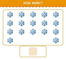 How many cartoon snowflake. Counting game. Educational game for pre shool years kids and toddlers vector