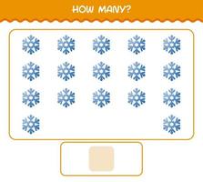 How many cartoon snowflake. Counting game. Educational game for pre shool years kids and toddlers vector