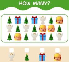 How many cartoon christmas. Counting game. Educational game for pre shool years kids and toddlers vector