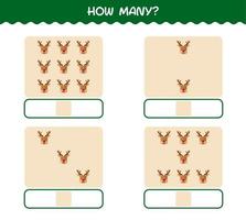 How many cartoon reindeer. Counting game. Educational game for pre shool years kids and toddlers vector