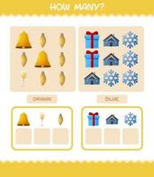 How many cartoon christmas. Counting game. Educational game for pre shool years kids and toddlers vector