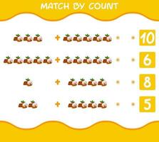 Match by count of cartoon christmas cake. Match and count game. Educational game for pre shool years kids and toddlers vector