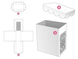 caja alta mandala estarcida con cubierta de borde curvo plantilla troquelada vector