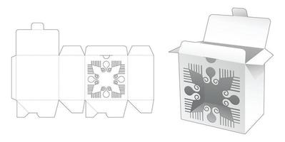 caja con punto cerrado y plantilla troquelada de ventana mandala estarcida vector