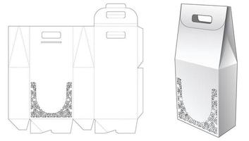 caja de bolsa alta con plantilla troquelada de mandala estarcida vector