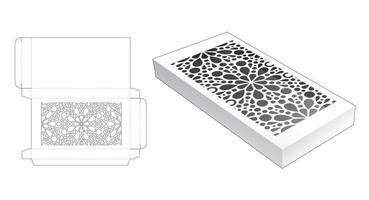 envase rectangular de estaño con plantilla troquelada de ventana de mandala estarcida vector