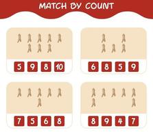 Match by count of cartoon ginseng. Match and count game. Educational game for pre shool years kids and toddlers