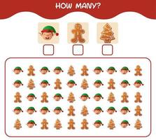 How many cartoon christmas. Counting game. Educational game for pre shool years kids and toddlers vector