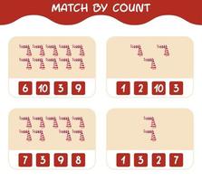 Match by count of cartoon scarf. Match and count game. Educational game for pre shool years kids and toddlers vector