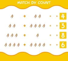 Match by count of cartoon cassava. Match and count game. Educational game for pre shool years kids and toddlers vector