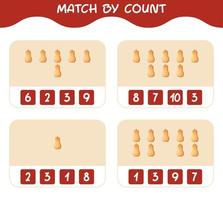 Match by count of cartoon butternut squash. Match and count game. Educational game for pre shool years kids and toddlers vector