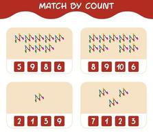 Match by count of cartoon string light. Match and count game. Educational game for pre shool years kids and toddlers vector