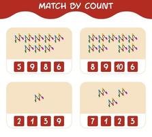 Match by count of cartoon string light. Match and count game. Educational game for pre shool years kids and toddlers vector