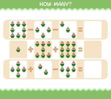 How many cartoon cupcake. Counting game. Educational game for pre shool years kids and toddlers vector