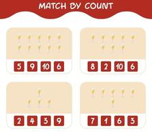 Match by count of cartoon champagne glass. Match and count game. Educational game for pre shool years kids and toddlers vector