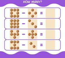 How many cartoon cookie. Counting game. Educational game for pre shool years kids and toddlers vector