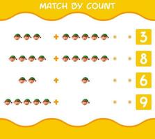 Match by count of cartoon elf. Match and count game. Educational game for pre shool years kids and toddlers vector