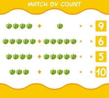 Match by count of cartoon tomatillo. Match and count game. Educational game for pre shool years kids and toddlers vector