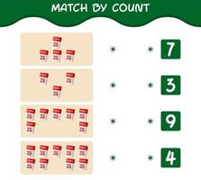 Match by count of cartoon calendar. Match and count game. Educational game for pre shool years kids and toddlers vector