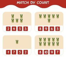 Match by count of cartoon fennel. Match and count game. Educational game for pre shool years kids and toddlers vector