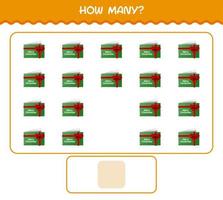 How many cartoon christmas card. Counting game. Educational game for pre shool years kids and toddlers vector