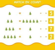 Match by count of cartoon calabash. Match and count game. Educational game for pre shool years kids and toddlers vector