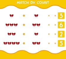 Match by count of cartoon ribbon. Match and count game. Educational game for pre shool years kids and toddlers vector