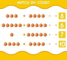 Match by count of cartoon onion. Match and count game. Educational game for pre shool years kids and toddlers vector