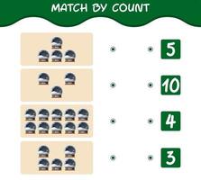 Match by count of cartoon glass snow ball. Match and count game. Educational game for pre shool years kids and toddlers vector