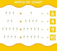 Match by count of cartoon spring onion. Match and count game. Educational game for pre shool years kids and toddlers vector